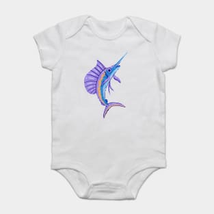 Vibrant Ocean Sailfish Sword Fish in Acrylic (no background) Baby Bodysuit
